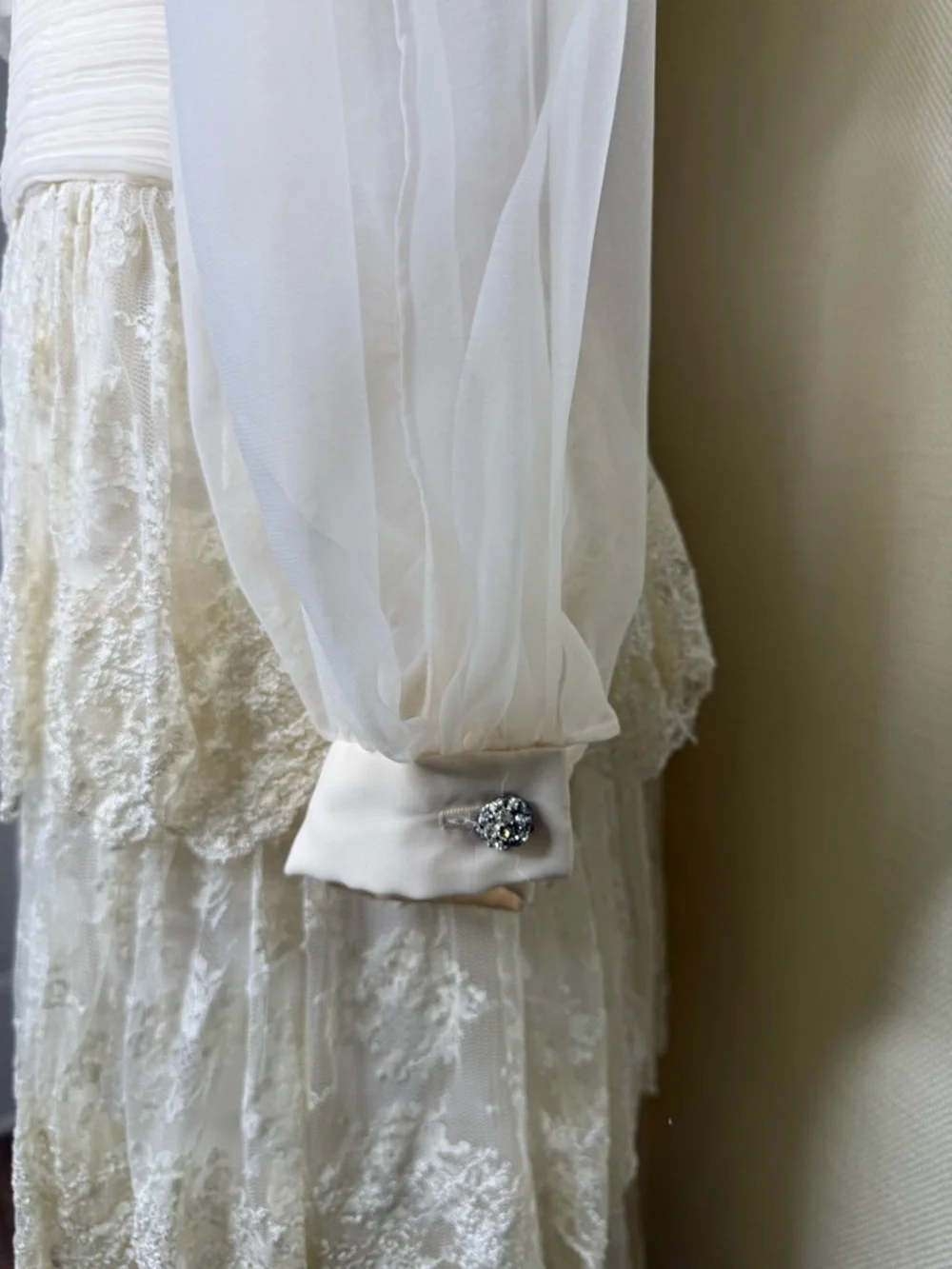 Vintage Morton Myles White Lace Dress Size 8 Romantic Boho Midi USA - Picture 6 of 11